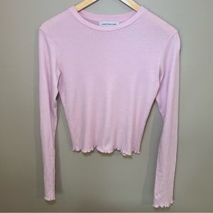 Something Navy Sara Long Sleeve Lettuce Edge Top Pink S (Women’s)